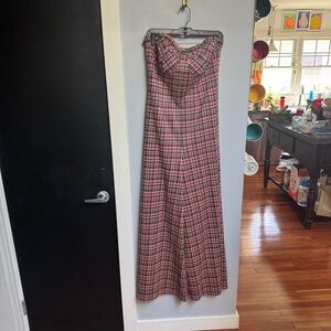 Eva Franco Anthropologie Plaid Strapless Jumpsuit